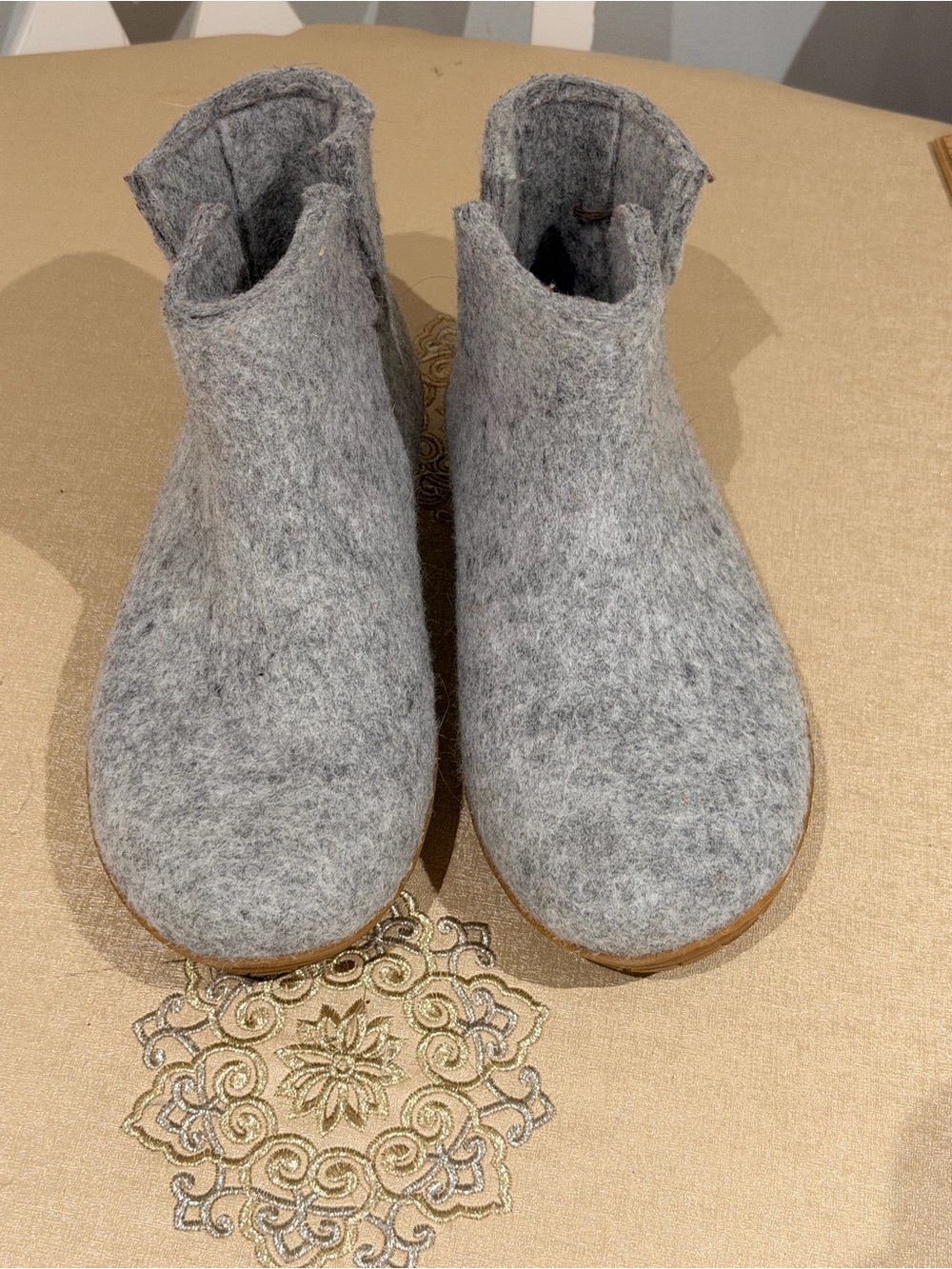 Glerups Cozy Grey Felt Women's Slip-On Slippers